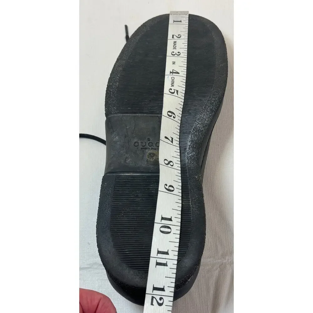 Gucci Black Leather Lace Up Oxford Sneakers Mens 8 / 9.5 US Comfort Casual Logo - Picture 10 of 12